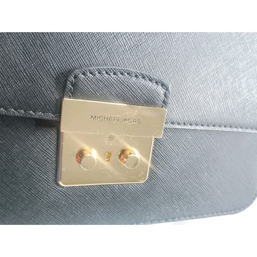 Michael Kors Brandi Medium Saffiano Leather Shoulder Bag Black - Picture 10 of 15